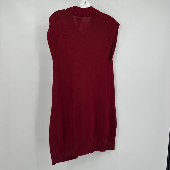 Chicos Womens Sweater Vest Size 1 US M Sleeveless‎ Knit Red Layering Pocket Cozy - Picture 2 of 7